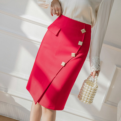 Uredska dama Vintage pencil suknja visokog struka Elegantna jednostavna korejska moda Ležerne rastezljive suknje s omotom s prorezima Faldas Mujer