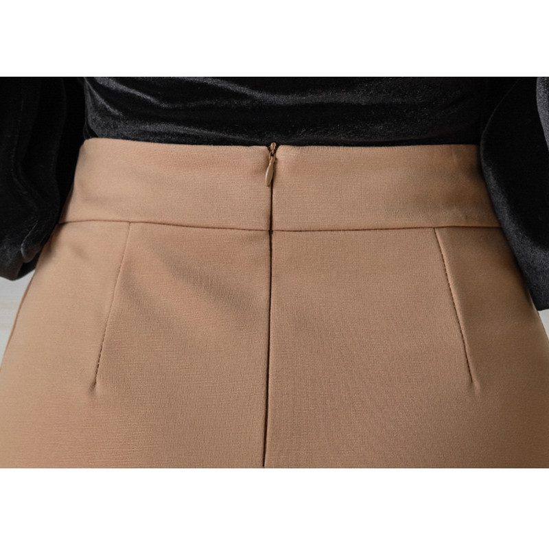 Uredska dama Vintage pencil suknja visokog struka Elegantna jednostavna korejska moda Ležerne rastezljive suknje s omotom s prorezima Faldas Mujer