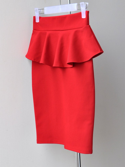 TingYiLi 3XL 4XL 5XL Peplum Seelik Office Lady Ruffle Seelik Naiste Seksikas miniseelikupliiats lõhikuga punase musta seelikuga