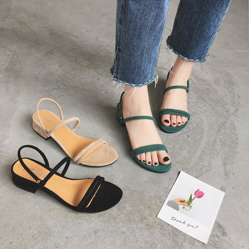 Дамски сандали за лятото Зелени високи токчета Плажни обувки Римски обувки с отворени пръсти Дамски сандали с маншети Обувки за жени 2022 г.