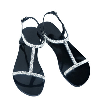 2023 НОВИ Летни дамски плажни кристални сандали Lady Shining Diamond Peep Toe Shoes Mujer Оригинален дизайн Boho Slipper Plus Size