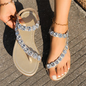 Γυναικεία ίσια πέδιλα Casual Glitter Σανδάλια Rhinestone Μοντέρνα καλοκαιρινά γυναικεία παπούτσια Παραλία Simple Casual Style Sandals