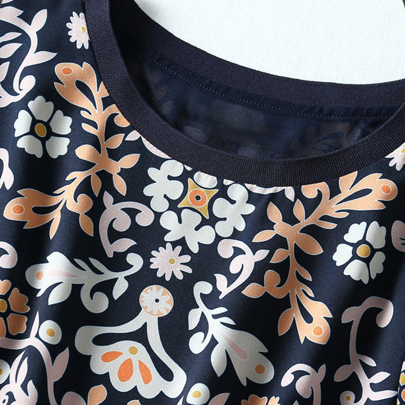 Suvine uus korea elegantne moekleit naiste lühikeste varrukatega lilleline keskmise pikkusega A-kujuline Vestidos De Fiesta esteetiline naiselik rüü