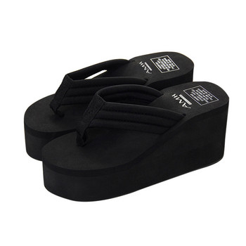 Джапанки с удебелена долна част Дамски летни чехли Плажни обувки на платформа Сандали Едноцветни улични дамски модерни чехли