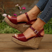 Uus disainer Serpentine 2023 suvised naiste sandaalid Kvaliteetsed kiilud Kõrged kontsad Naiste Peep Toe Platform Sandaalid Rooma kingad