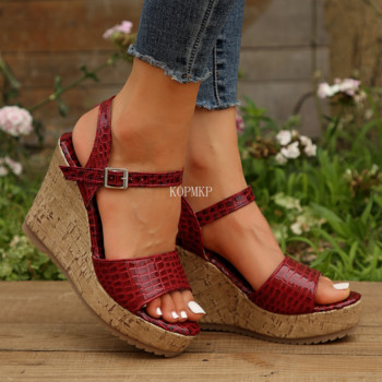 Нови дизайнерски летни дамски сандали Serpentine 2023 г. Висококачествени обувки на танкетка с високи токчета Дамски сандали с отворени пръсти на платформа Римски обувки