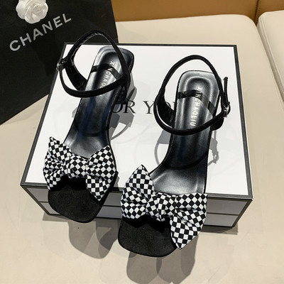 Sandale Ženske cipele Ljeto 2023. Nova moda Debela peta Mašna Antilop Antilop Moda s četvrtastim prstima Raznovrsne ženske cipele na visoku petu