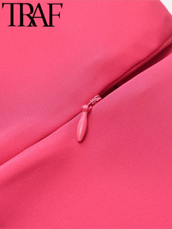 TRAF GAL Új, élénk színű aszimmetrikus női midi hosszú szoknyák 2024 nyári cipzáras, magas derekú női osztott ceruzaszoknya Y2K Jupe