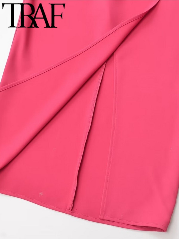 TRAF GAL Új, élénk színű aszimmetrikus női midi hosszú szoknyák 2024 nyári cipzáras, magas derekú női osztott ceruzaszoknya Y2K Jupe