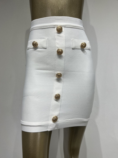 Nou Sosire 5 Culori Femei Button Alb Negru Mini Bodycon Bandage Fusta 2023 Designer Hot Pink Party Club Fusta Creion 40cm