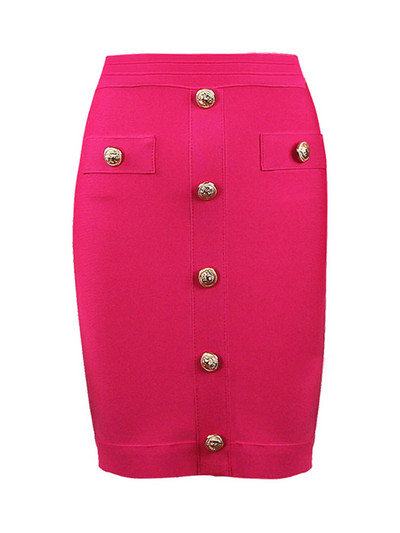 Nou Sosire 5 Culori Femei Button Alb Negru Mini Bodycon Bandage Fusta 2023 Designer Hot Pink Party Club Fusta Creion 40cm
