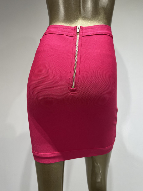 Nou Sosire 5 Culori Femei Button Alb Negru Mini Bodycon Bandage Fusta 2023 Designer Hot Pink Party Club Fusta Creion 40cm