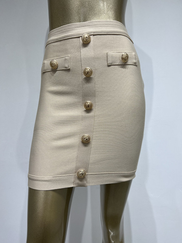 Nou Sosire 5 Culori Femei Button Alb Negru Mini Bodycon Bandage Fusta 2023 Designer Hot Pink Party Club Fusta Creion 40cm