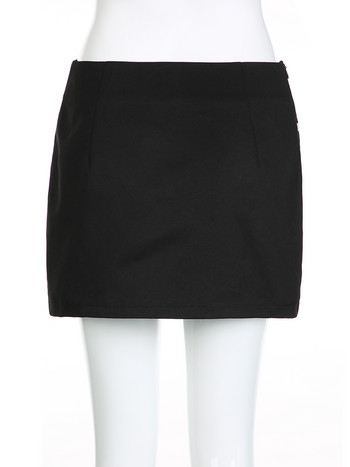 Weekeep Contrast Bandage Mini Skirt Ежедневни черни моливи с ниска талия за жени Модни дрехи в корейски стил Дамски Harajuku