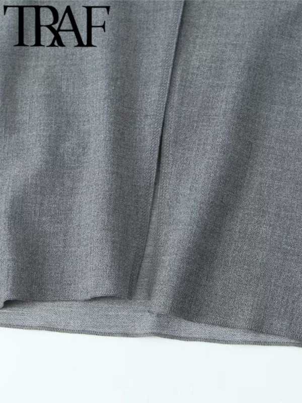 TRAF elegáns szürke női öltöny szoknya 2023 őszi szellőző cipzár mögött magas derekú csomag csípő női maxi hosszú szoknya Y2K