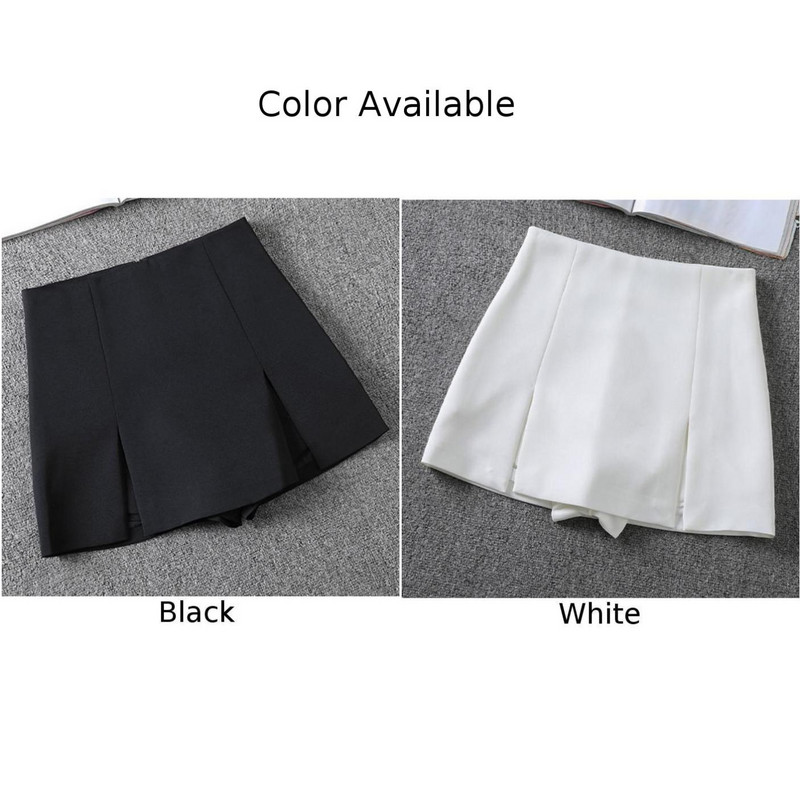 A-line seelik lühikesed püksid kõrge vöökohaga õhukesed ühevärvilised lõhestatud kevadsuvi mitmekülgne vintage põlve kohal Peomeod