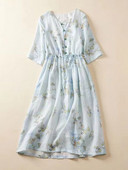 Γυναικείο φόρεμα με βαμβακερό floral print 2023 Νέο καλοκαιρινό κομψό, κομψά φορέματα για διακοπές στην παραλία με κορδόνια Bohemian Midi Sundress Femme