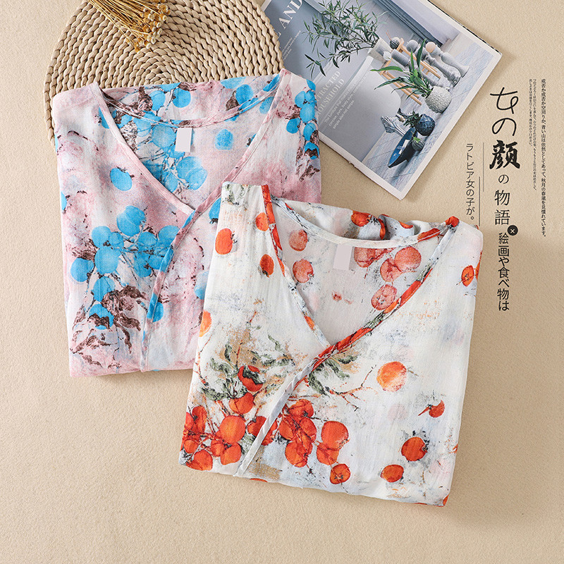 Νέα άφιξη 2024 Λεπτό ελαφρύ, μαλακό βαμβακερό τύπωμα φλοράλ vintage καλοκαιρινό φόρεμα Λεπτή μέση μόδα Γυναικείο μίντι φόρεμα