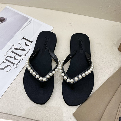 Suvised naiste pärlisussid Uus mood naiste disainitud plätud Naiste rannasandaalid Rannasandaalid, lamedad jalatsid