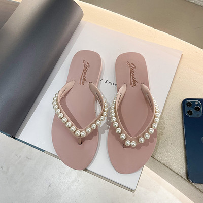Suvised naiste pärlisussid Uus mood naiste disainitud plätud Naiste rannasandaalid Rannasandaalid, lamedad jalatsid