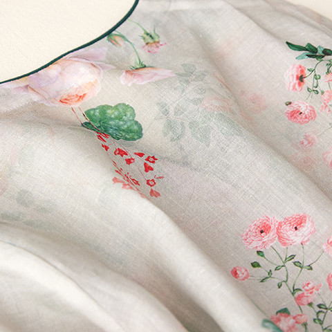 Sieviešu 2024. gada vasaras modes retro kleita ar ziediem ar īsām piedurknēm Sieviešu kokvilnas lina, brīva Vestidos sieviešu kleita ar garu V veida kakla izgriezumu C99