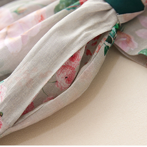 Sieviešu 2024. gada vasaras modes retro kleita ar ziediem ar īsām piedurknēm Sieviešu kokvilnas lina, brīva Vestidos sieviešu kleita ar garu V veida kakla izgriezumu C99