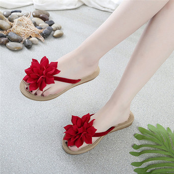 Модни дамски джапанки Ежедневни чехли с цветя Дамски обувки с приплъзване Дамски пързалки Плажни сандали Плоски чехли за жени Черни