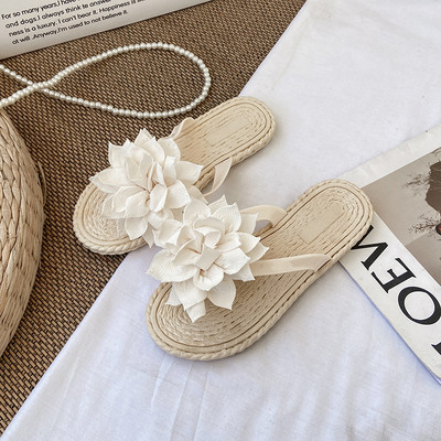 Moodsad naiste plätud vabaaja lilledega sussid, naiste kingad Naiste liugused Rannasandaalid, lamedad naiste sussid, mustad