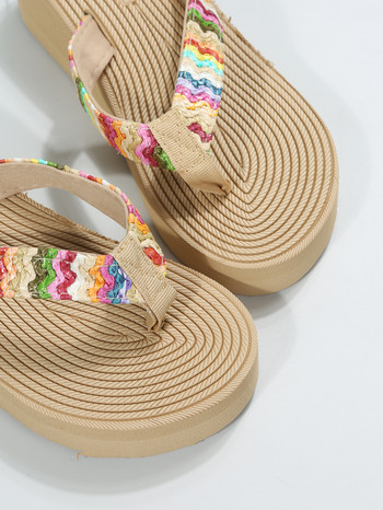 Нови дамски чехли, летни обувки на платформа за жени, пързалки, плажни обувки на танкетка, чехли, дамски джапанки, сандали в бохемски стил