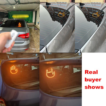 Творческо забавление Три модела Лампа за жестове Интериор на автомобила Задно предно стъкло LED Знак за жест на ръка Знак за среден пръст Предупредителна спирачна светлина