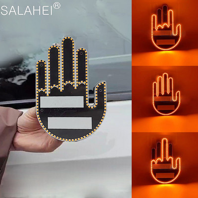Loominguline lõbus kolm mudelit žestlamp auto salong tagumine esiklaas LED käeviipe märk keskmise sõrme märgi hoiatuspidurituli