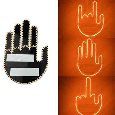 Creativ Distracție Trei Modele Lampă cu gesturi Interiorul mașinii Parbriz spate LED Semn cu gesturi ale mâinii Semn cu degetul mijlociu Avertisment Lumină frână