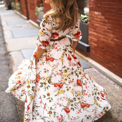 Vintage cvjetni print elegantne party haljine za žene 2023. proljeće ljeto moda odmor velika ljuljačka plaža maxi haljina Vestidos