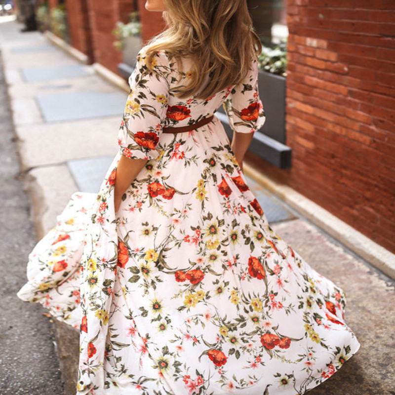 Vintage cvjetni print elegantne party haljine za žene 2023. proljeće ljeto moda odmor velika ljuljačka plaža maxi haljina Vestidos