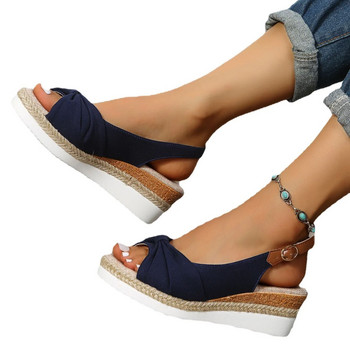 Сандали за жени Модни катарама Peep Toe Комфорт Леки сандали на клинове Летни износоустойчиви дамски офис сватбени сандали