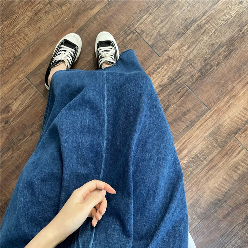 Ženska traper suknja visokog struka Novi dolazak proljeće 2024. Jednobojne osnove jednobojnog korejskog stila Ženske elegantne duge suknje A-kroja W1708