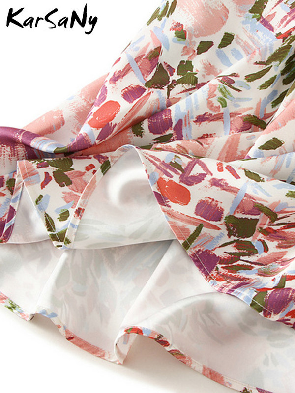 Σατέν καλοκαιρινές μίντι φούστες για γυναίκες 2024 Pink A Line Elegant Flower Σατέν φούστα Απομίμηση Μεταξωτές Γυναικείες εμπριμέ Floral φούστα καλοκαίρι