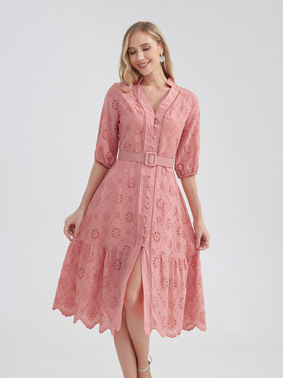 Marwin Cotton Hollow Out vasarinė suknelė Moteriška šventinė gaiva, laisvalaikio aukštu juosmeniu raukšlėtos mini suknelės V formos iškirpte A formos maivymasis Vestido