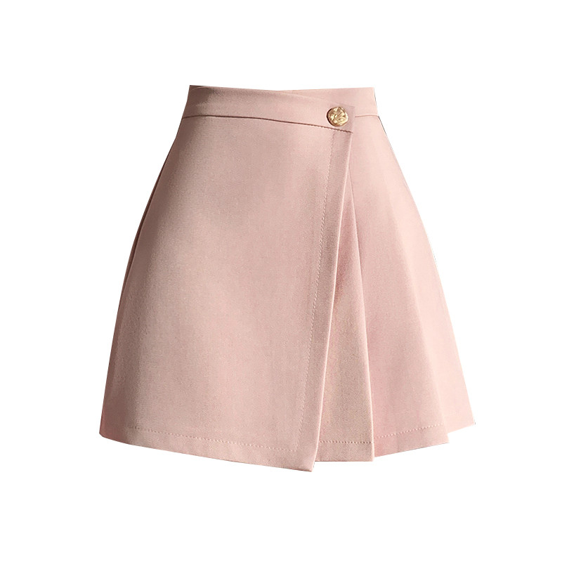 Coreeană, cu talie înaltă, mini fuste plisate, cu linie A, pentru femei, primăvară, vară, nasturi de modă, fuste scurte neregulate, fustă casual pentru femei