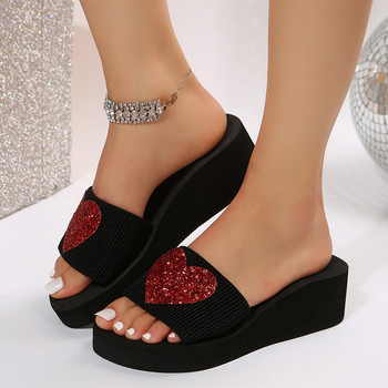 Καυτές εκπτώσεις γυναικεία παπούτσια Ανοιχτές γυναικείες παντόφλες Summer Love Wedge Μονόχρωμα παπούτσια Γυναικεία παντόφλες πλατφόρμας Zapatillas De Mujer
