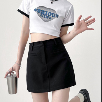 Сиви костюмни поли за жени Летни секси къси панталони с висока талия Мини пола Реколта Офис Дамско облекло в корейски стил Y2k Streetwear