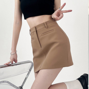 Сиви костюмни поли за жени Летни секси къси панталони с висока талия Мини пола Реколта Офис Дамско облекло в корейски стил Y2k Streetwear