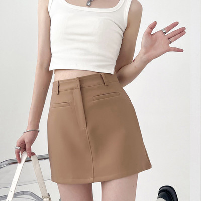 Fuste cu costum gri pentru femei, vara, pantaloni scurți sexy cu talie înaltă, mini-fustă, vintage, birou, îmbrăcăminte în stil coreean pentru femei, Y2k Streetwear