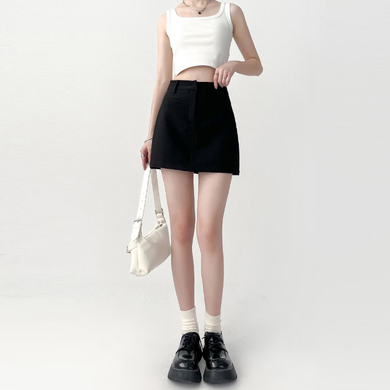 Fuste cu costum gri pentru femei, vara, pantaloni scurți sexy cu talie înaltă, mini-fustă, vintage, birou, îmbrăcăminte în stil coreean pentru femei, Y2k Streetwear