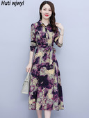 Kevad-sügismoodne vabaaja särkkleit 2024 Korea elegantne Bodycon peokleit Naiste polokraega kontori daami midikleit