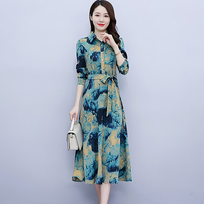 Kevad-sügismoodne vabaaja särkkleit 2024 Korea elegantne Bodycon peokleit Naiste polokraega kontori daami midikleit