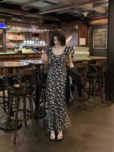 Midi haljine sa slatkim printom za žene s letećim rukavima Japanske djevojke Slatka cvjetna vintage haljina s volanima za plažu, Maxi dotjerana haljina, ljeto 2023.