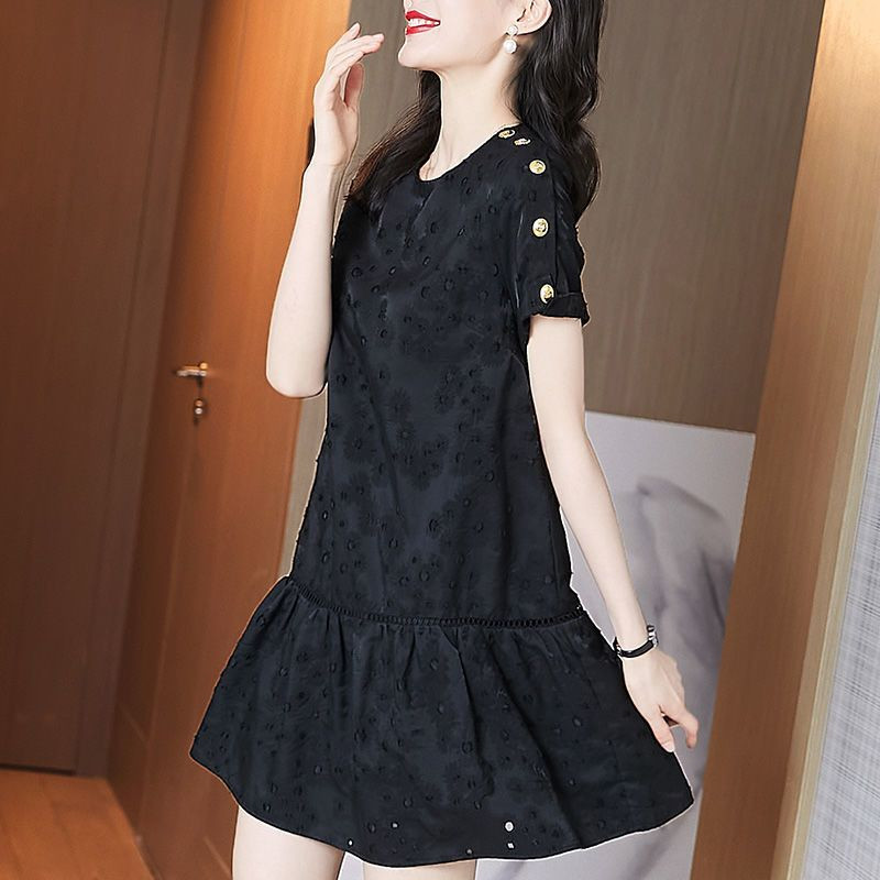 Elegantna labava čipkana mini haljina s otisnutim naborima i volanima Ženska odjeća Ljeto 2023. Nove prevelike ženske haljine s puf rukavima