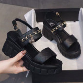 Maogu 2023, moda de vară, cu talpă groasă, ocazional roman, cu cataramă pentru femei, pantofi anti-alunecare, pantofi cu toc pană, sandale cu platformă cu lanț