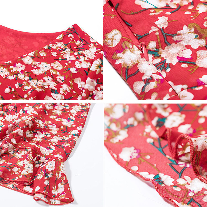 Ženska elegantna cvjetna haljina s V-izrezom, boho stil, maksi haljina s širokim rukavima, velika veličina 5xl, široki print, ljetne haljine za odmor na plaži